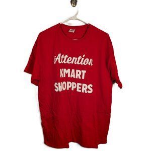 Attention KMart Shoppers Mens T-Shirt XL Red Fruit of the Loom HD Cotton